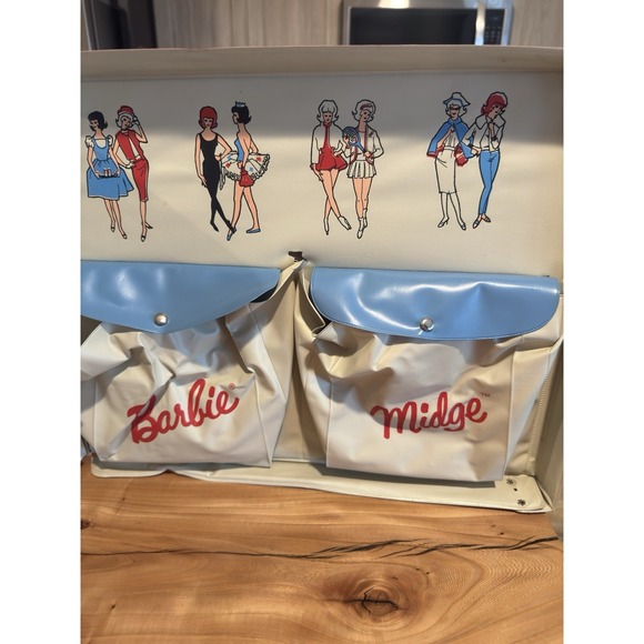 Vintage 1963 Barbie and Midge Red Vinyl Doll Case Mattel w/ Outfits Accessories - Picture 8 of 16